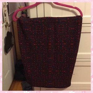 Lularoe red and green pencil skirt